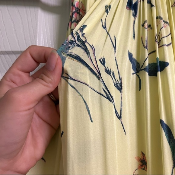 Banana Republic Yellow Floral Satin Midi Dress Sz 6 Wedding Guest Dress Vacation - Picture 6 of 12